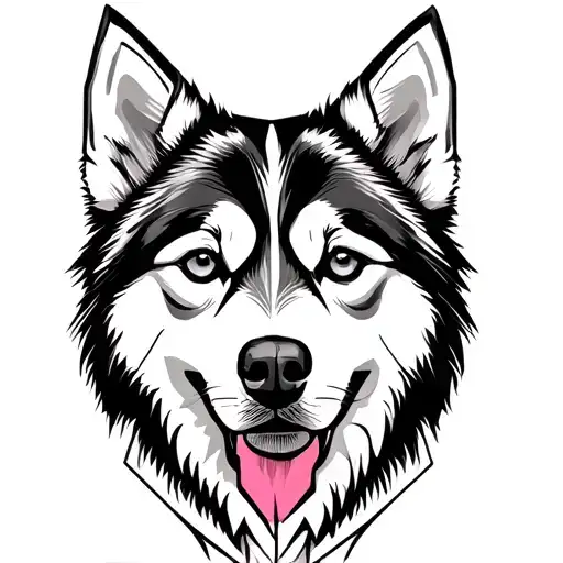 Husky Geometric Lines Face