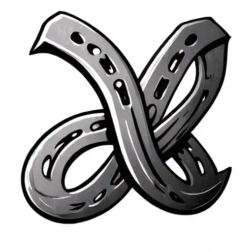 Tattoo For A Female Theme Is Two Horseshoes With An Infinity Symbol