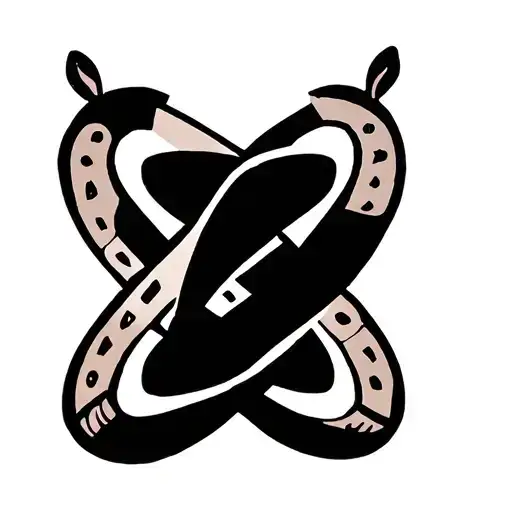 Tattoo For A Female Theme Is Two Horseshoes With An Infinity Symbol
