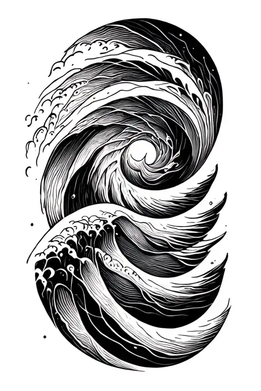Sea Waves Fibonacci Spiral
