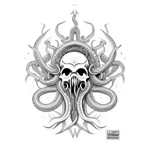 Cthulu Skull Wuth Tentacles For A Mouth