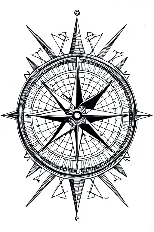 Maritime Compass Tattoo Intertwined