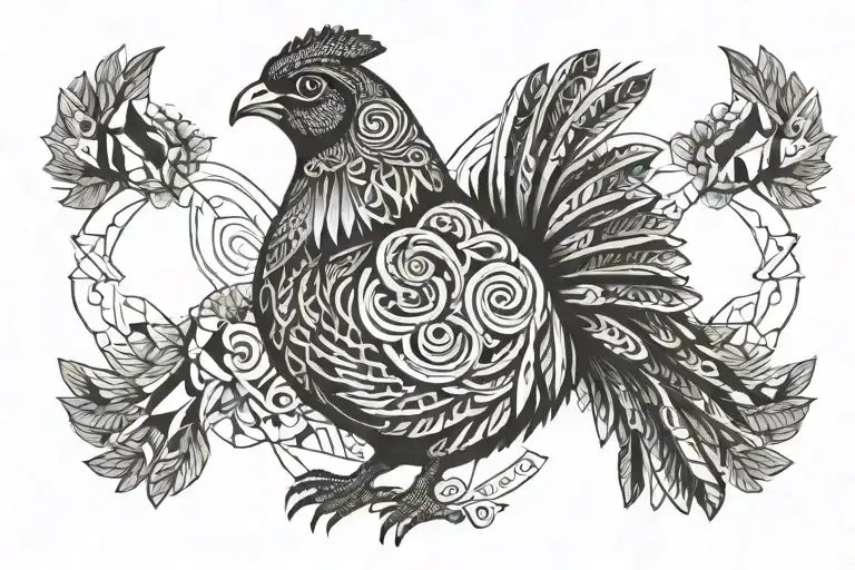 Wood Grouse With Latvian Symbols