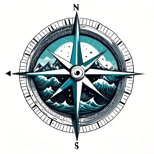 Compass Mountain And Waves