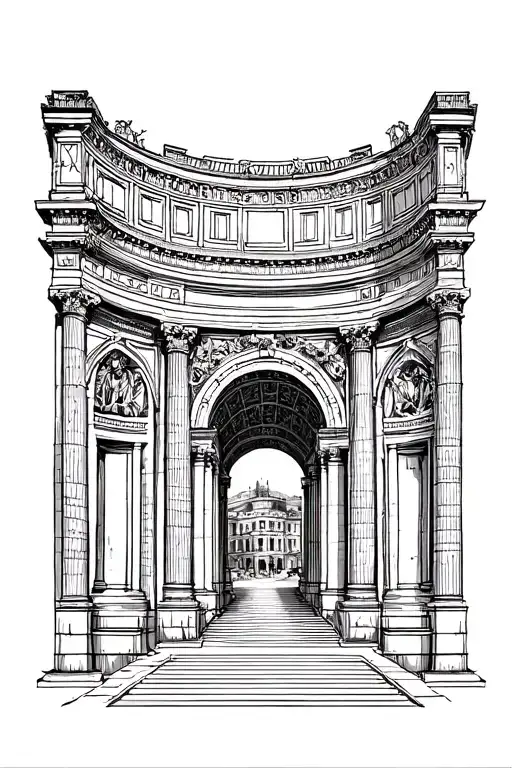 Tattoo Related To Italy History Monument With Fine Lines