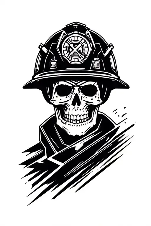 Firefighter Skull With Helmet
