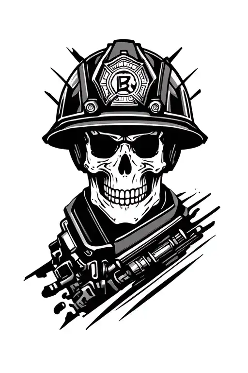 Firefighter Skull With Helmet