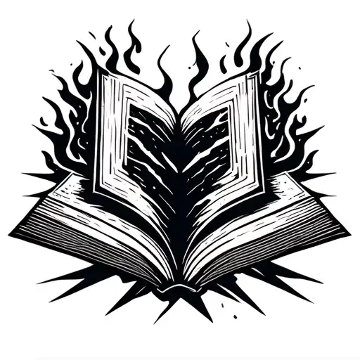 Broken Road With Book On Fire Rising