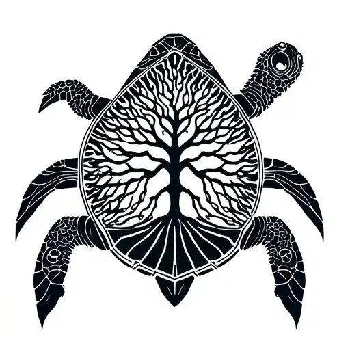 A Supernatural Turtle From Above With The Tree Of Life In The Center Of The Shell