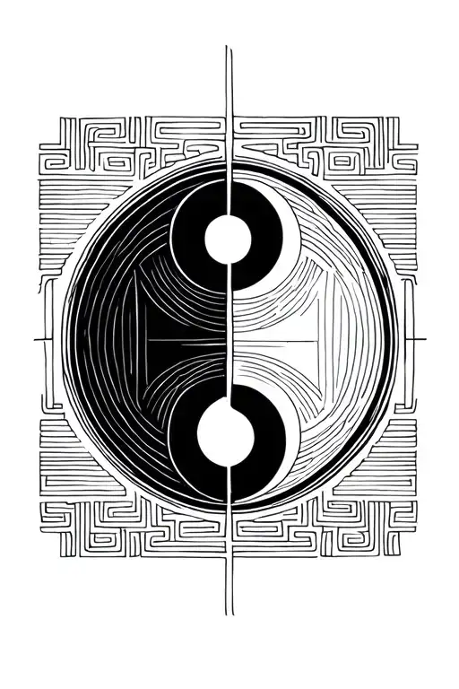 Greek Key And Yin Yang Symbol