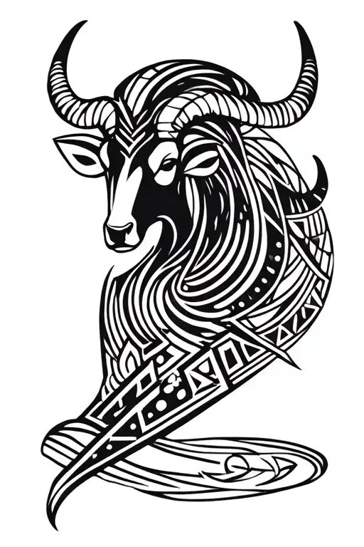 Simple Taurus And Aries Sign Combined Pattern