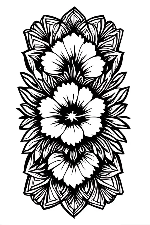 Hibiscus Flower And Mandala Design Incorporating