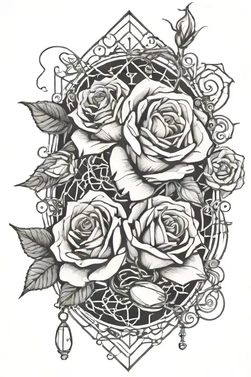 Roses And Rosary Intertwined