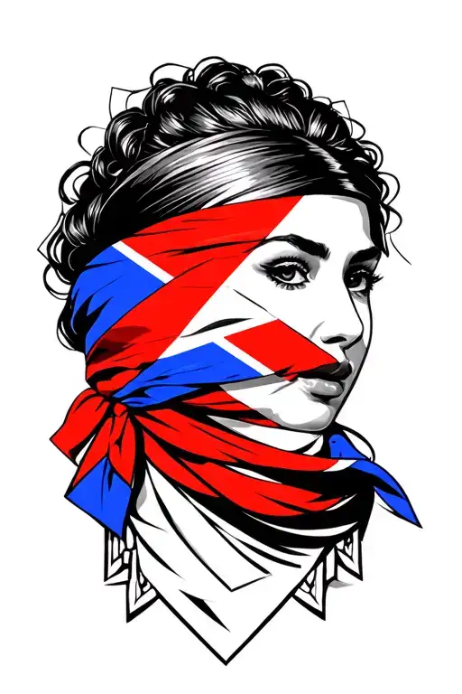Woman Face With Bandana With Domincan Flag