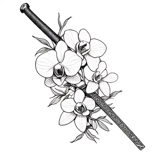 Orchids Wrapped Around Katana Transforming