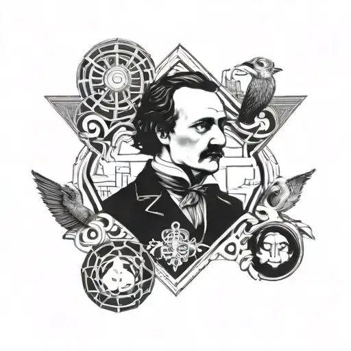 Edgar Allan Poe Inspired Tattoo Featuring Iconic Characters