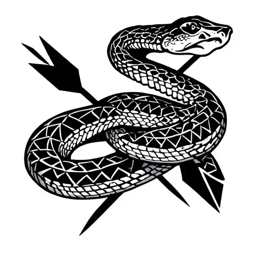 Rattlesnake Wrapped Around Arrow Head