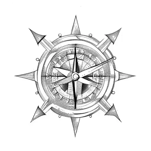 Anchor With Compass And Clock