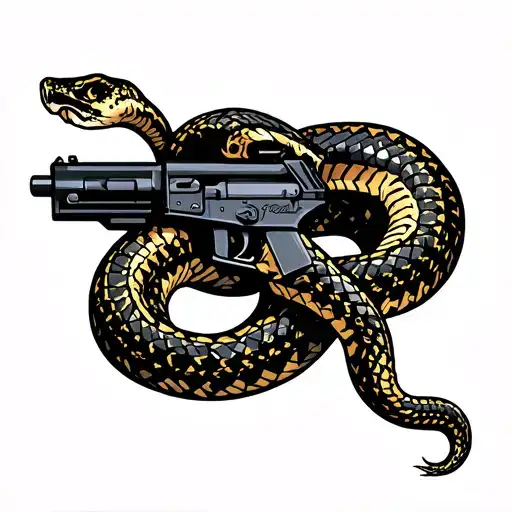 Rattlesnake Wrapped Around Ar-15 Intertwined