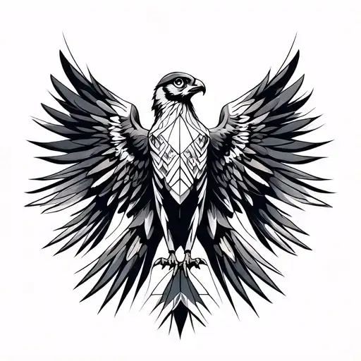 Falcon Spreading Wings