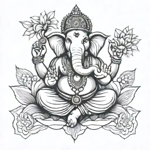 A Seated Vighnaharta Ganesha On A Lotus Flower