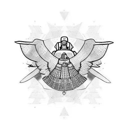 Palestinian Kuffiyah Pattern Astronaut Wings Ancient Egyptian