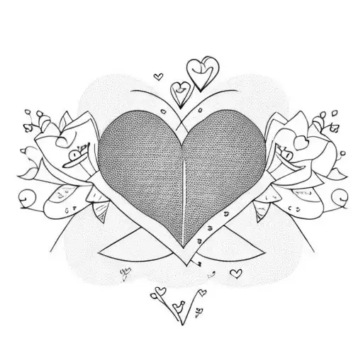Cute Very Simple Vector For Mom With Heart And Cute Flowers