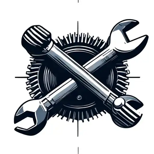 Cross Combination Of Wrench And Engine Piston Rod