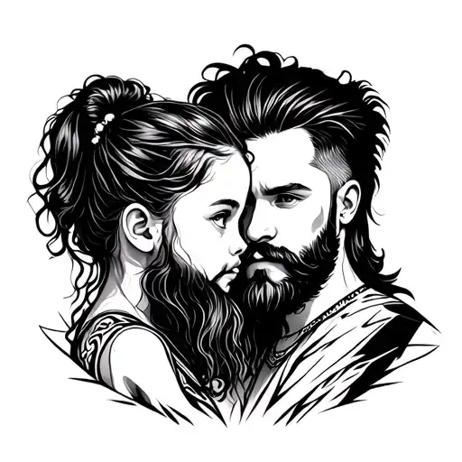 Bearded Father And 2-Year-old Daughter