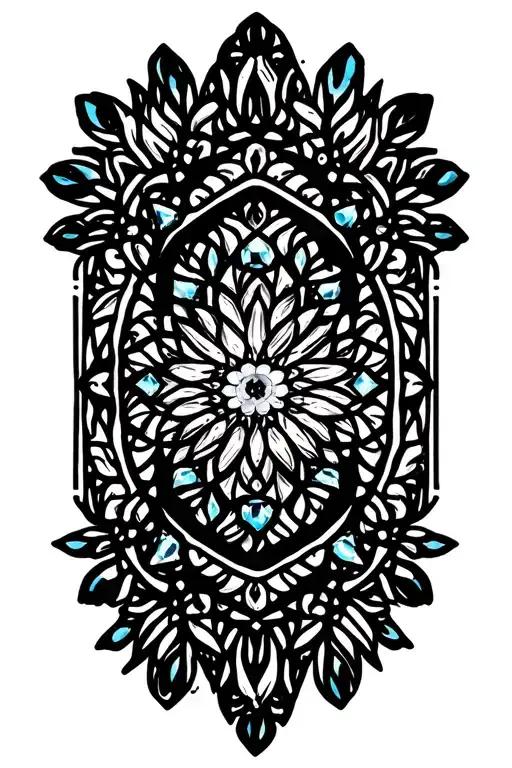 Mandala Design Incorporating Gems And Flowers