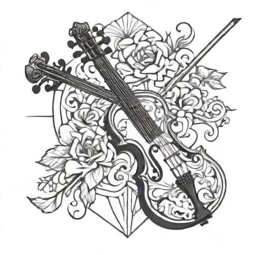 Flower With Violin And A Cross