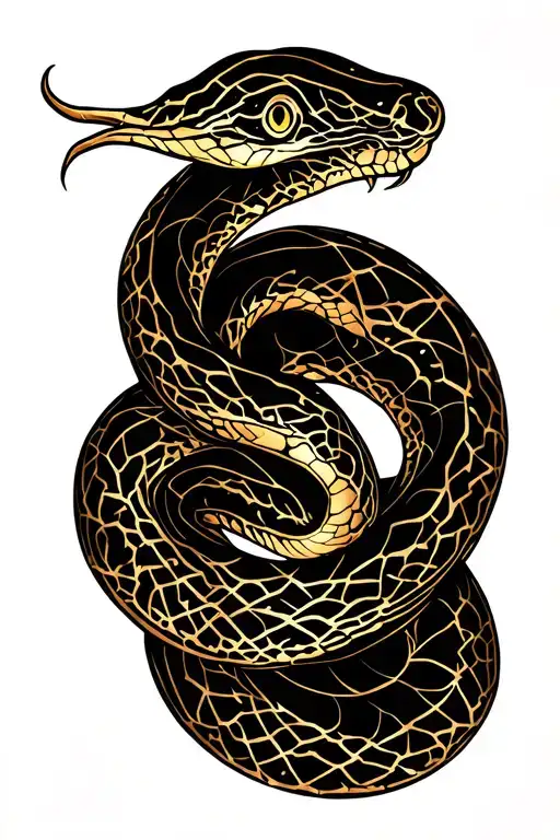 Kintsugi Snake With Golden Scars