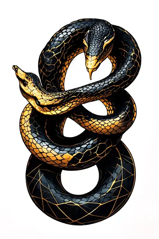 Kintsugi Snake With Golden Scars