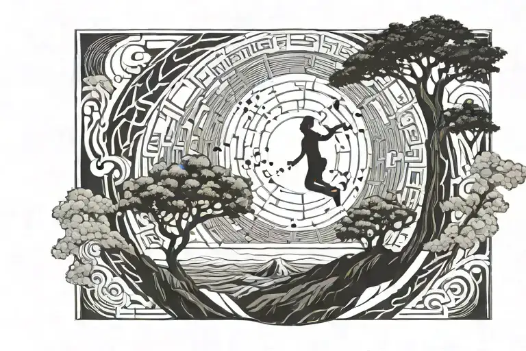 Jumping From A Cliff Under A Big Moon With A Tree In The Background