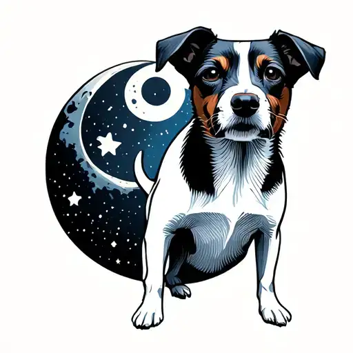 Jack Russell Terrier And Moon