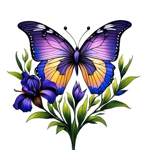 Iris And 2 Butterfly