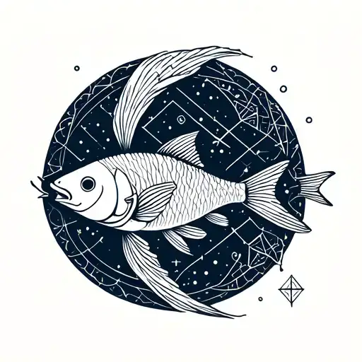 Pisces Fish Amd Constellation Intertwined