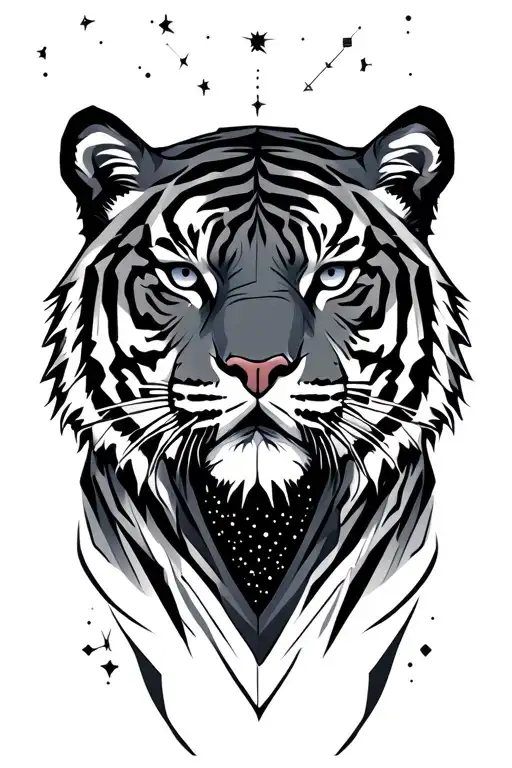 Tiger Head With Constellations Representing