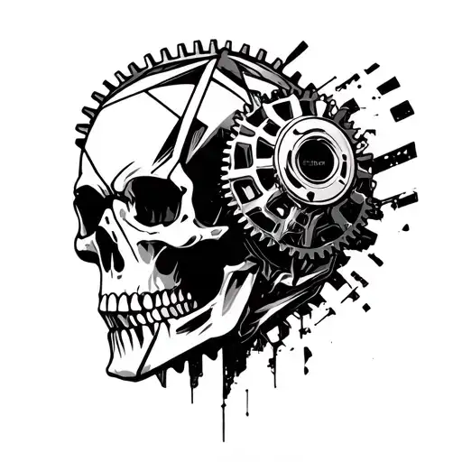 Gearhead Skull With Squarecut Gears Incorporated