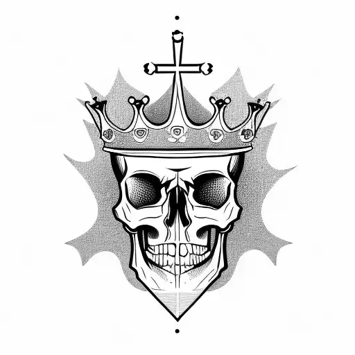Skull With Crown Surrounded By Holy Light Side View
