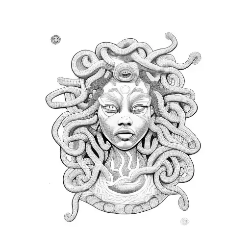 Medusa Based On Black Girl Combined With Sun