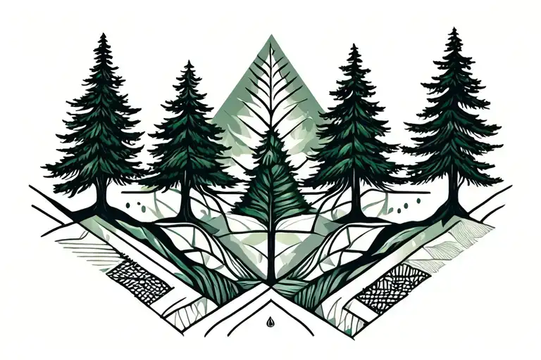 Nature Tribal With Evergreen Trees Growing
