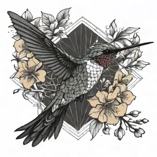 Hummingbird And Sakuras Flowers