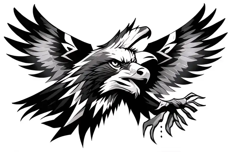 Eagle Wolf Mix Tattoo Design Combining Elements