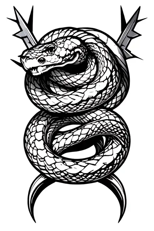 Surgical Blade And Snake Intertwined