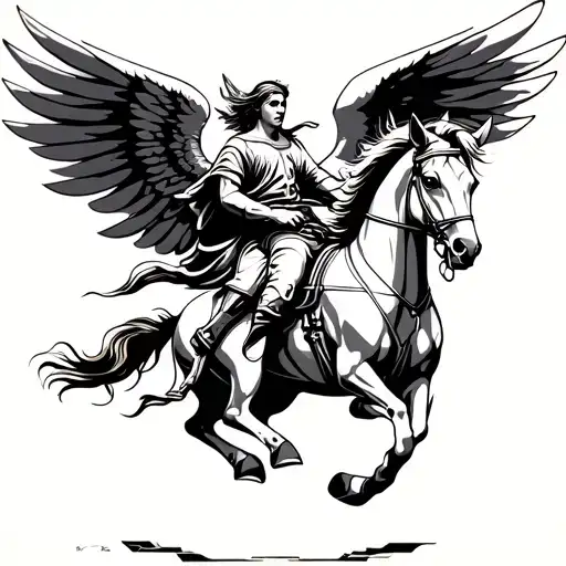 Archangel Riding A Srtong Horse Galloping