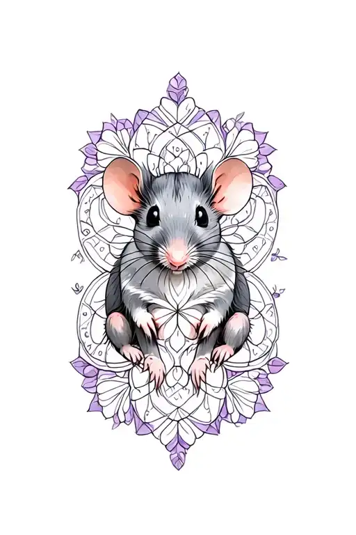 Rat Lavender With Mandala Design Inspired Tattoo Featuring
