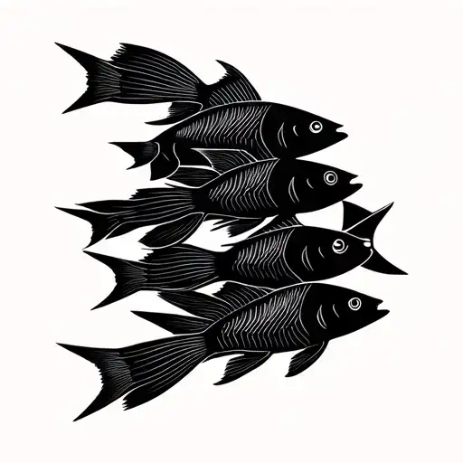 7 Fishes Swimming Together