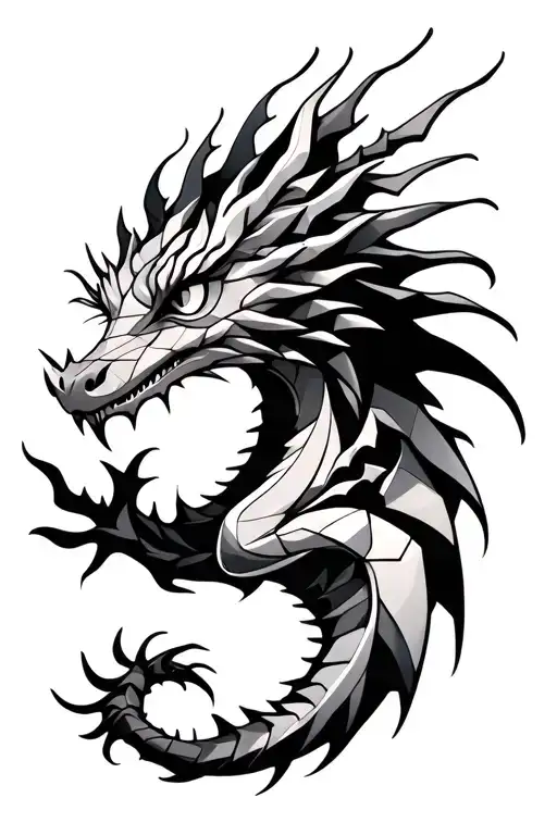 A Dragon With Eyes Instead Of Scales And Lightning Around It