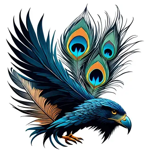 Eagle And Peacock Feather